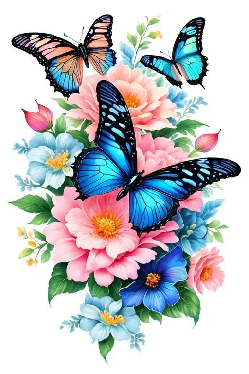 Floral And Butterlfies