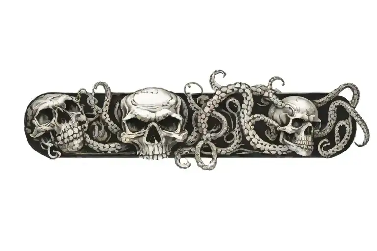 Skull And Bones And Tentacles Based On Jean Delvile Arts Inspired Tattoo Featuring