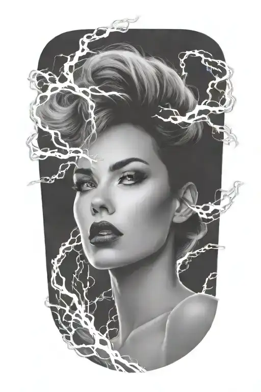 The Face Of A Sexy Girl In Lightning