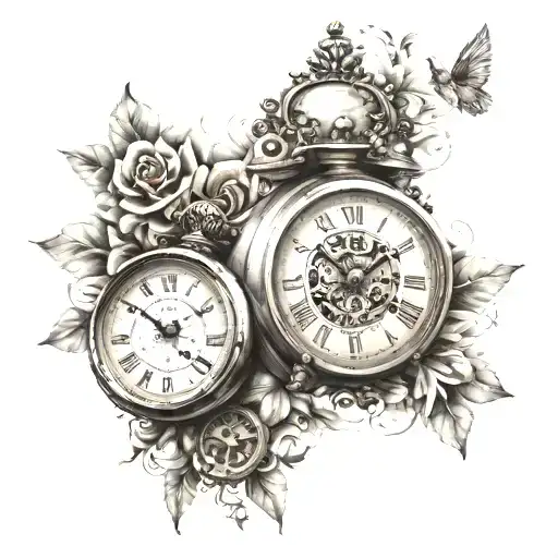 Ancor With A Clock And Three Of Life