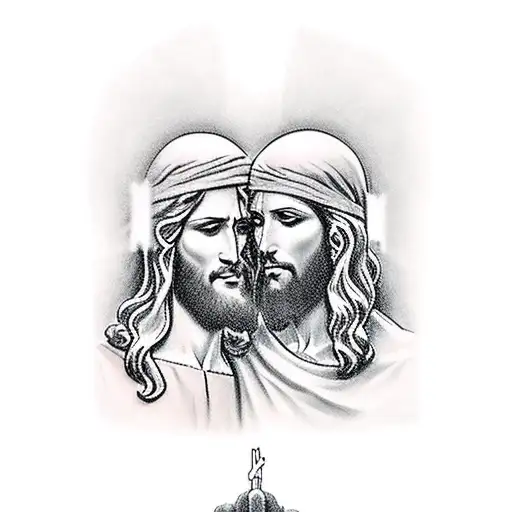 Jesus Looking Over A Man