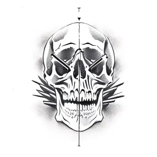 Skull With Gun Against Head