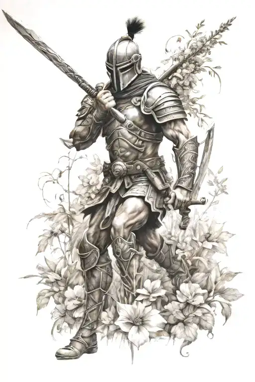 Warrior In A Garden Scene