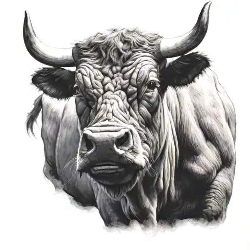 Bull With A Scare On The Face