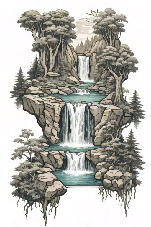 Waterfall And Forest
