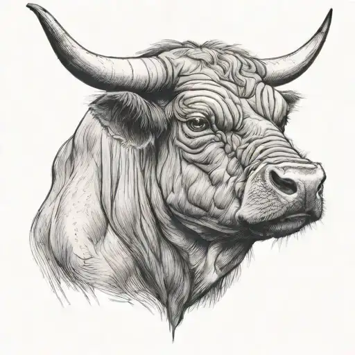 Bull With A Scar On The Face