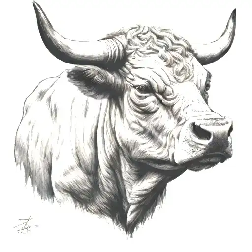 Bull With A Scar On The Face
