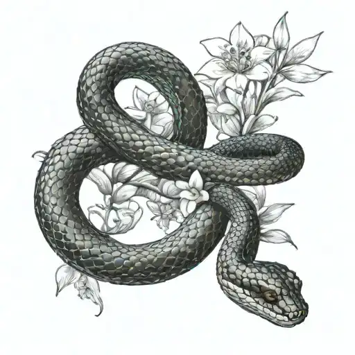 Black Snake And Crysamantheum