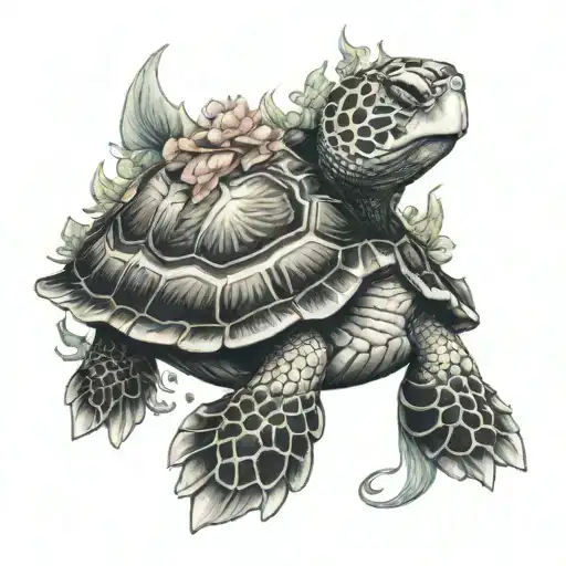 Turtle With Koi Fish