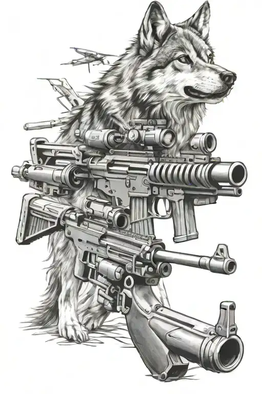 Military Wolf Machine Gun Missile