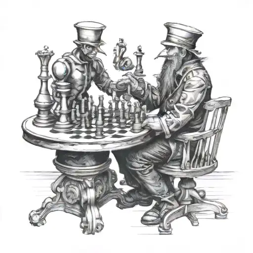 Puppet Master Playing Chess And Using The Puppet Strings To Move The Chess Pieces