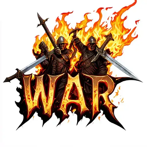 The Word War Spelled In Fire With Swords Spears