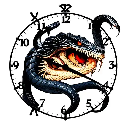 Scar Eyed Cobra Wrapped Around A Clock