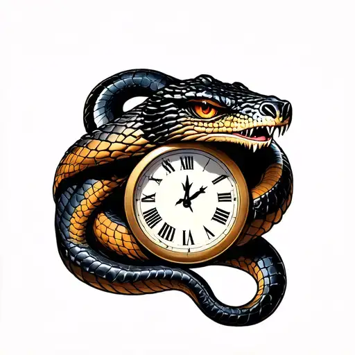 Scar Eyed Cobra Wrapped Around A Clock