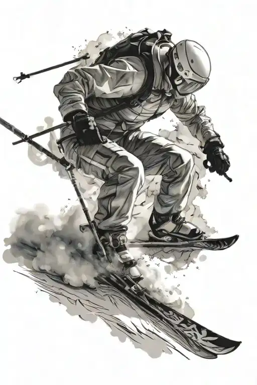 Skier Skiing Down The Mountain