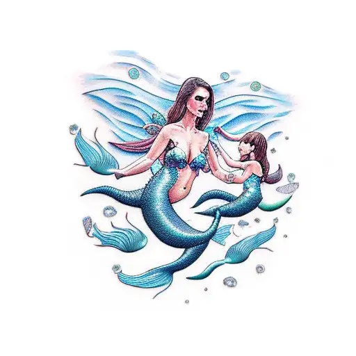 Mother And Daughter Mermaids
