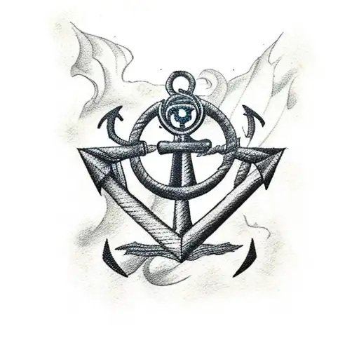 Anchor And Compass On Pirate Map With Burned Edges