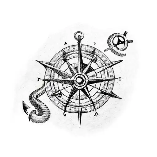 Sleeve With Anchor And Compass On Pirate Map With Burned Edges