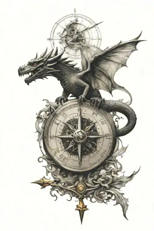 Dragon Flying Around Compass