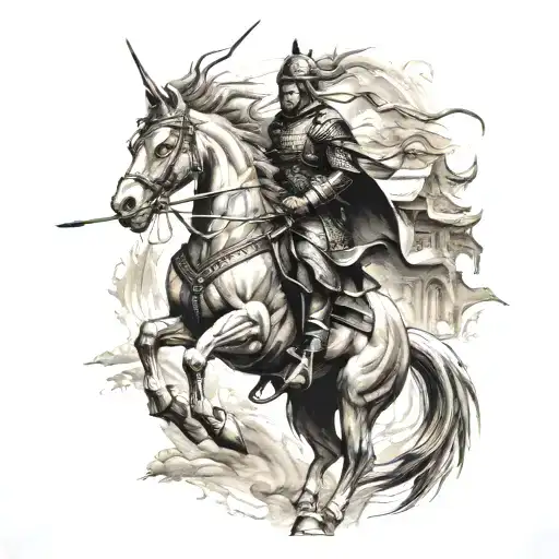 Samurai Horse Dragon Great Wall
