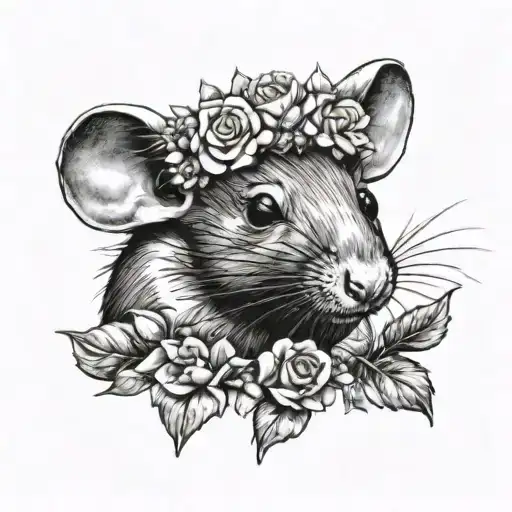 Rat In A Flower Crown