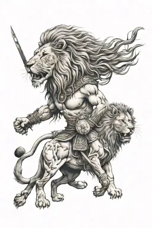 Lion With A Warrior