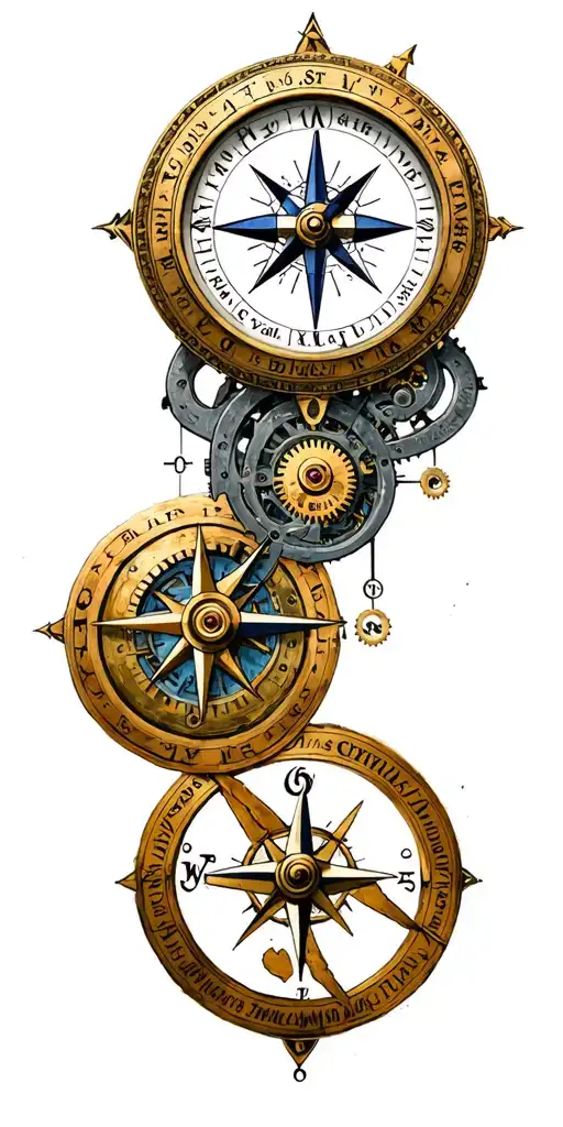 Compass Rose And A Clock Mechanism Intertwined Wi Th Socrates Quotes