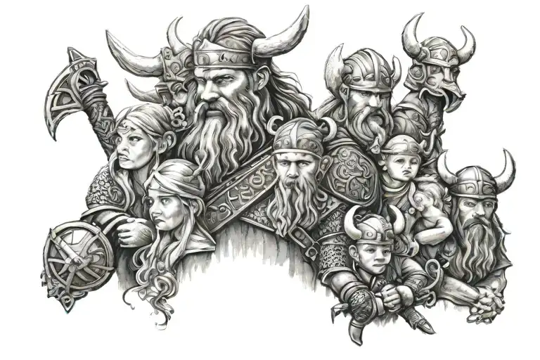Viking With 4 Children And Mother