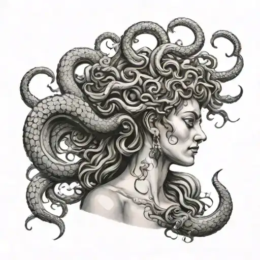 Feminine Medusa With Ram Horn