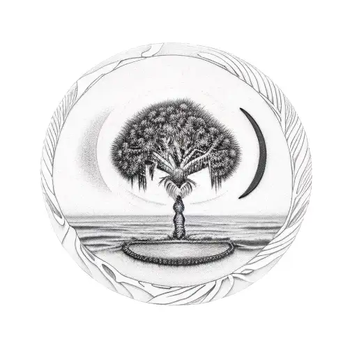 Palmetto Tree Crescent Moon