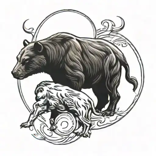 Yin Yang Bull Bear Black