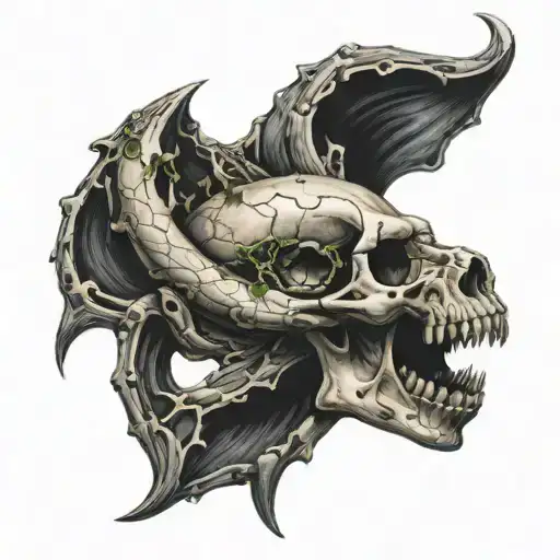 Ouroboros Over A Crashed Skull