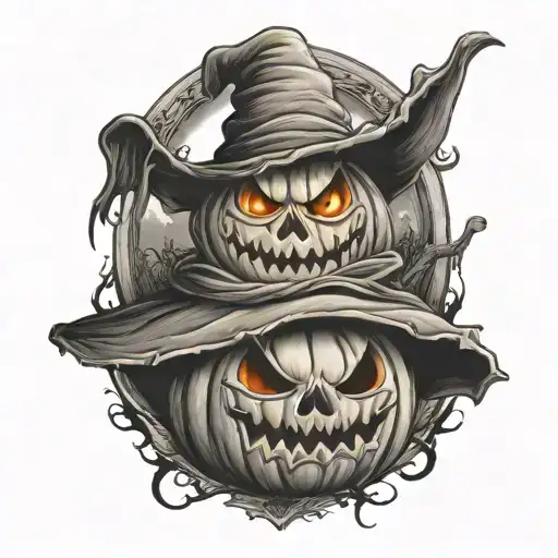 Ghost Witch Hat Pumpkin Broom Bat