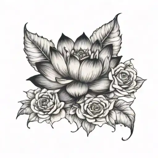 Lotus Flower And Roses Small