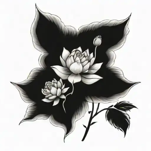 Lotus Flower And Roses Small Tiny