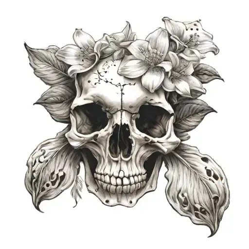 A Desert Flower Blooming From An Animal Skull