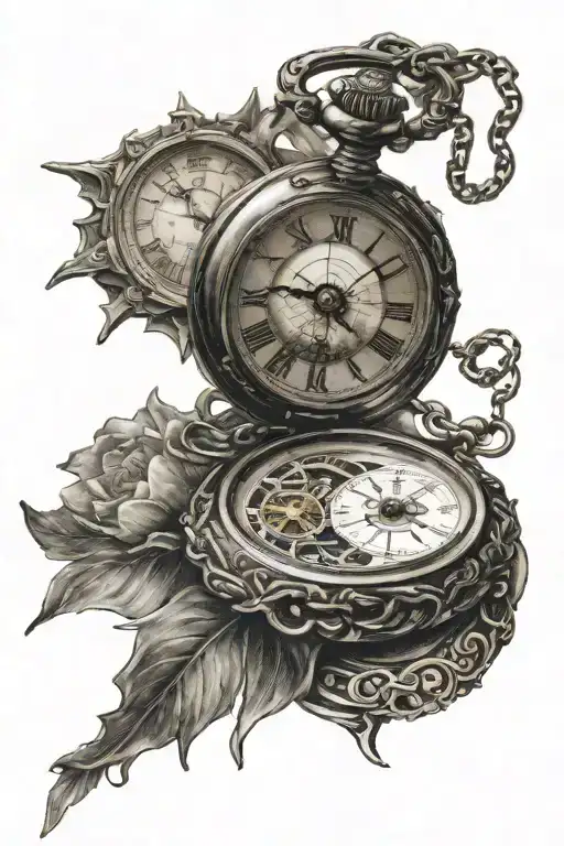 Pocket Watch And Moonlight And Sun