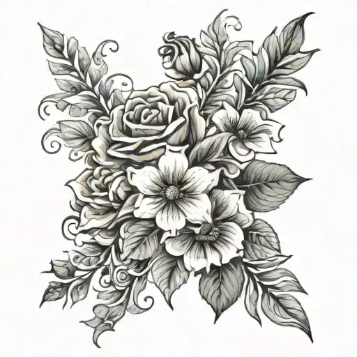 Floral Design With Pattern In Background