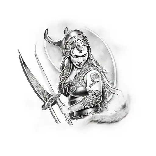 Viking Woman Warrior Pin Up Style