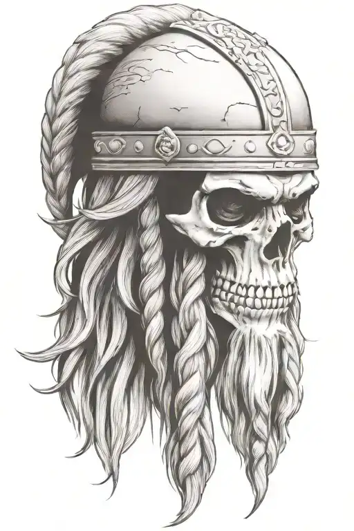 Viking Skull With Long Hair