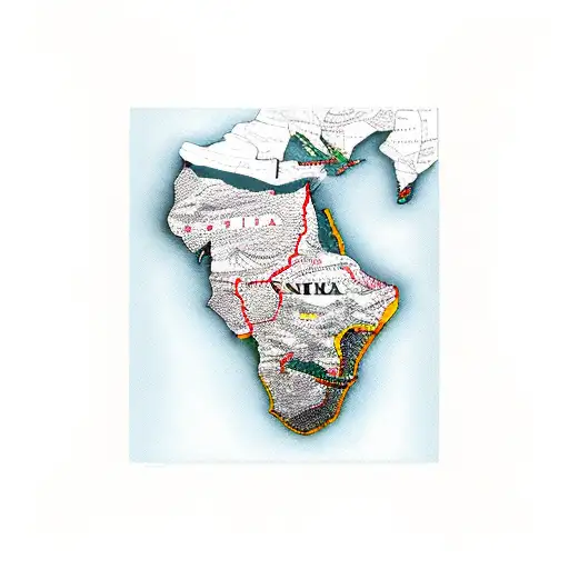 South African Map With Springbok And Proteas