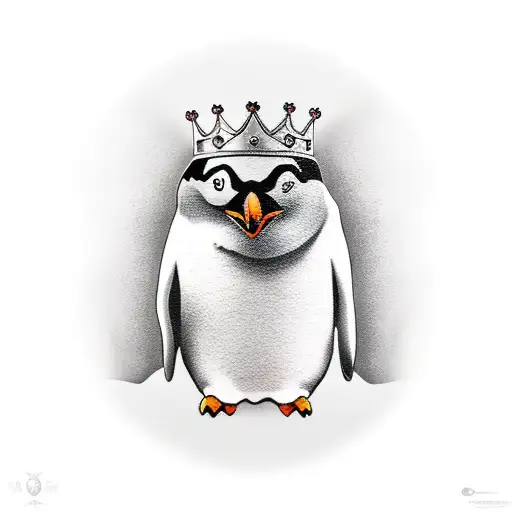 Tattoo Penguin With Crown Of Thorn