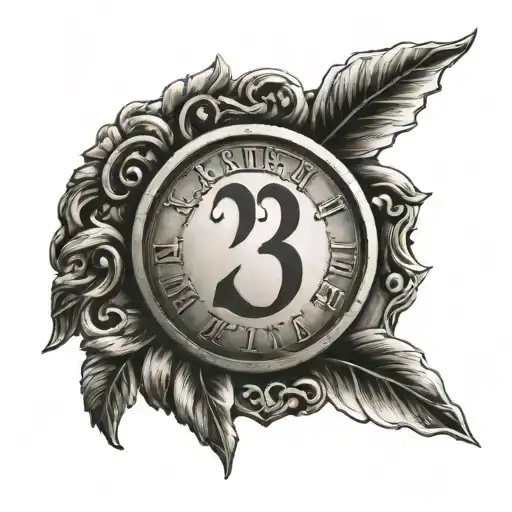 23 Roman Number Tattoo On Side Of Hand With A Small Heart