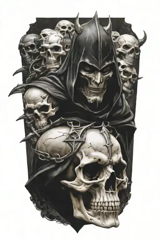 Midevil Knight Surrounded By Skulls