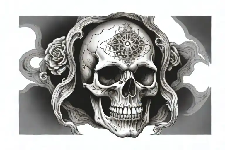 Skull With Shading More Line Work Style Eye