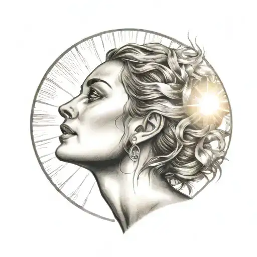 Woman Looking Up At Sun