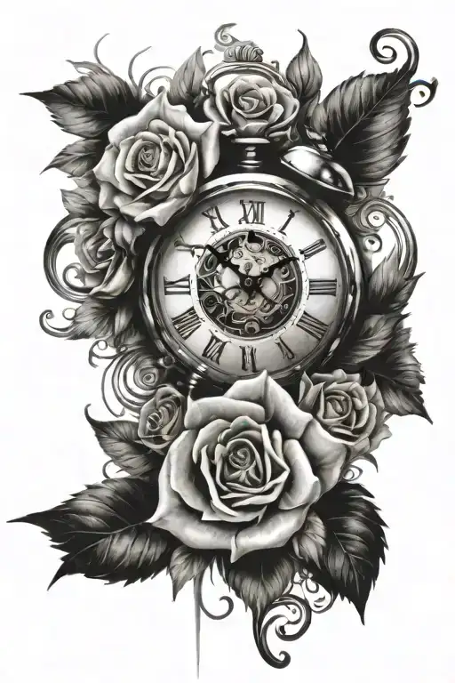 Clock And Roses Wrapped