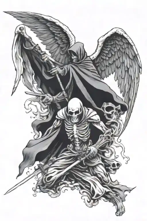 Grim Reaper Battling Angel