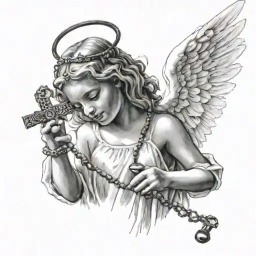 Angel Holding Rosary Beads