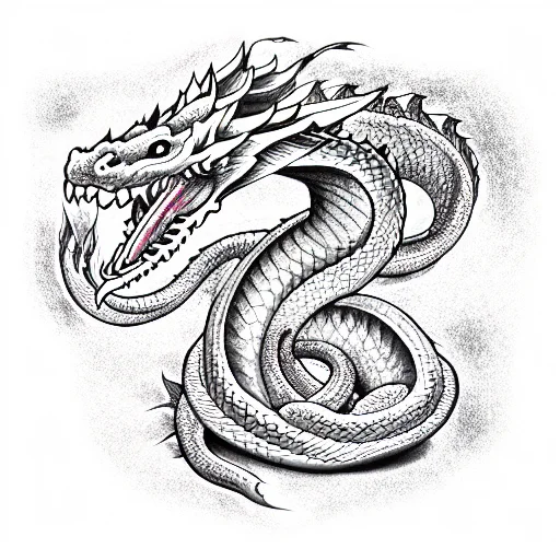 Snake Fighting Dragon Looking Front